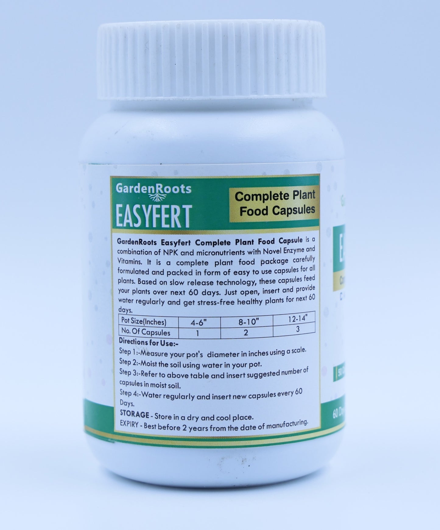 GardenRoots Easyfert(50 Capsules) Complete Plant food Capsules, 60 Days slow release fertilizer capsules for home garden and plants