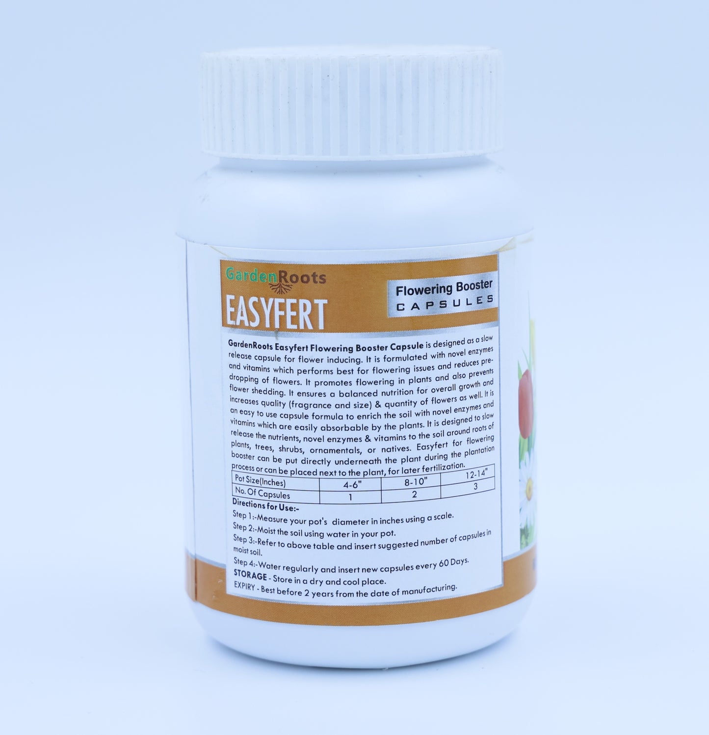 GardenRoots Easyfert(50 Capsules)- Flowering Booster Capsules, 60 Days slow release fertilizer capsules for flowering plants