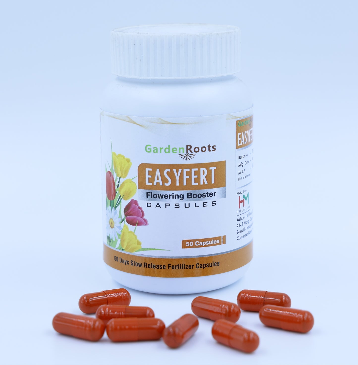 GardenRoots Easyfert(50 Capsules)- Flowering Booster Capsules, 60 Days slow release fertilizer capsules for flowering plants
