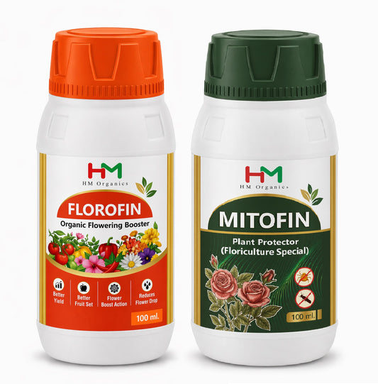 HM Organics Florofin(100Ml)+Mitofin(100Ml)-Flowering Booster and Plant Protector