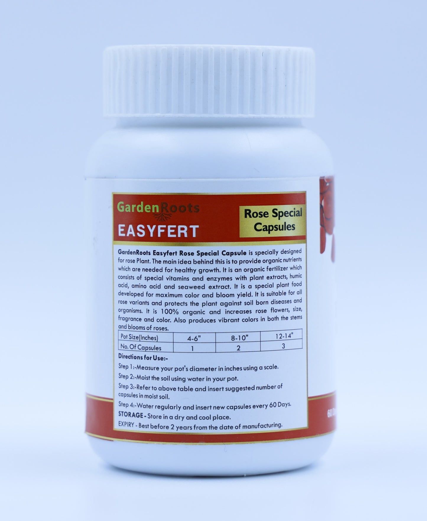 GardenRoots Easyfert(50 Capsules) Rose Special Capsules, 60 Days slow release fertilizer capsules for Rose Plants