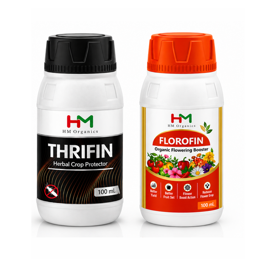 HM Organics Thrifin(100Ml)+Florofin(100Ml)-Combo for Thrips and Mites Control and Flowering Booster