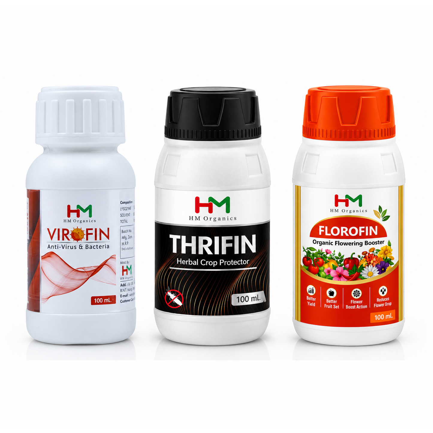 HM Organics Virofin(100ml)+Thrifin(100ml)+Florofin(100ml)-Combo